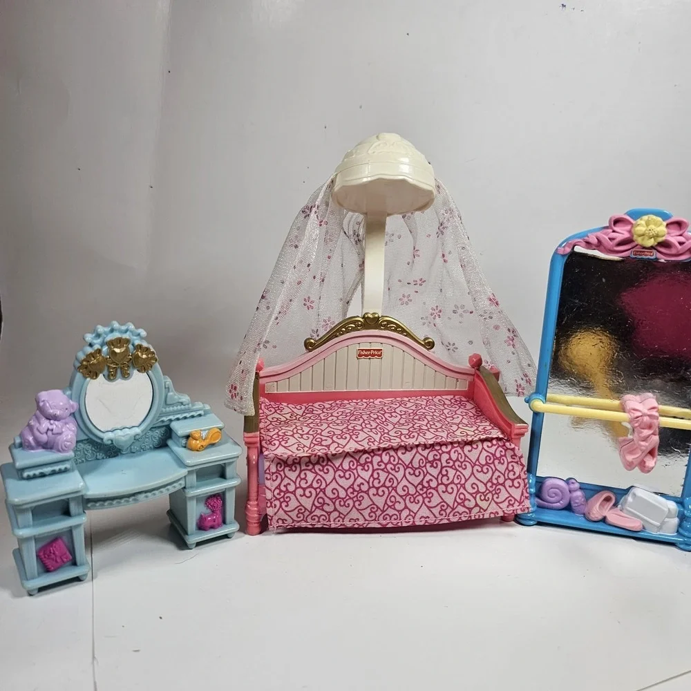 Fisher Price Loving Family‎ Dollhouse KIDS BEDROOM Canopy Girl Pink